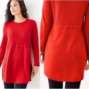 J. Jill Grace Sweater Tunic Women's Petite S Wool Blend Long Sleeve Red EUC